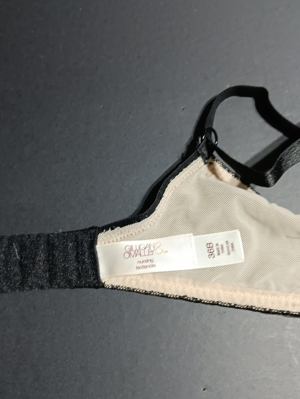 Gilligan & O'Malley Women's 36B Nude w/Bkack Lace Overlay Nursing Bra - Picture 6 of 7